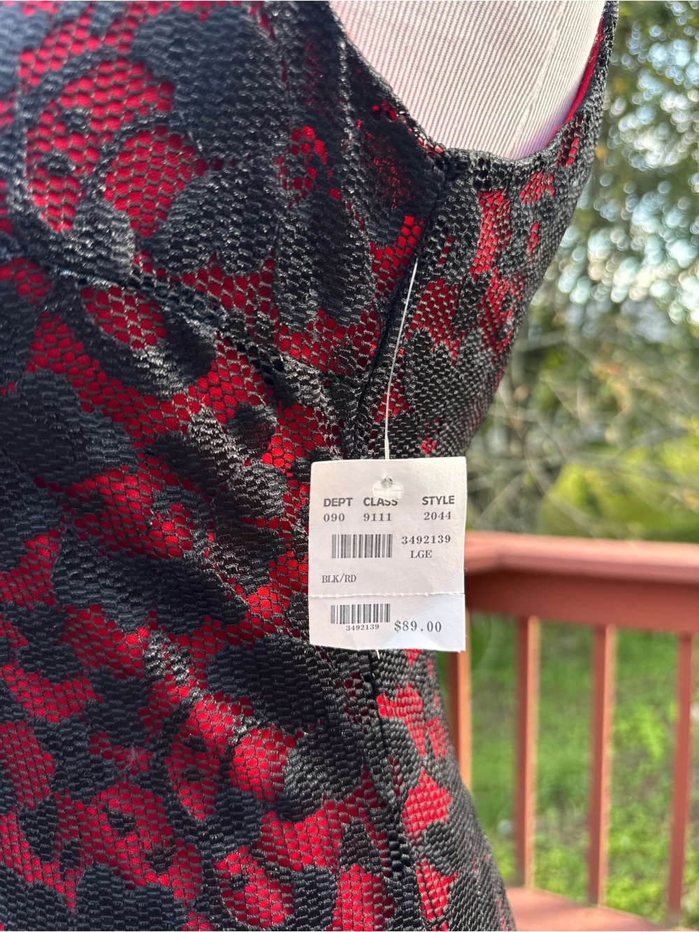 Frederick's of Hollywood Red & Black Lace Backless Beaded-Chain Mini Dress NWT - Picture 6 of 8